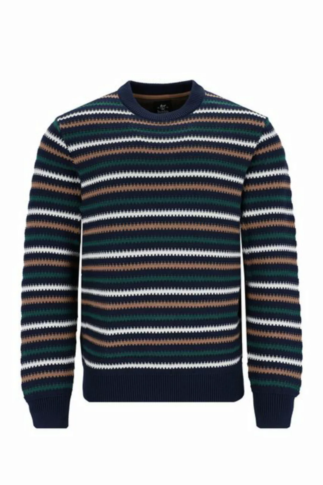 Hajo Strickpullover H Pullover RH JacquardStreifen marine günstig online kaufen