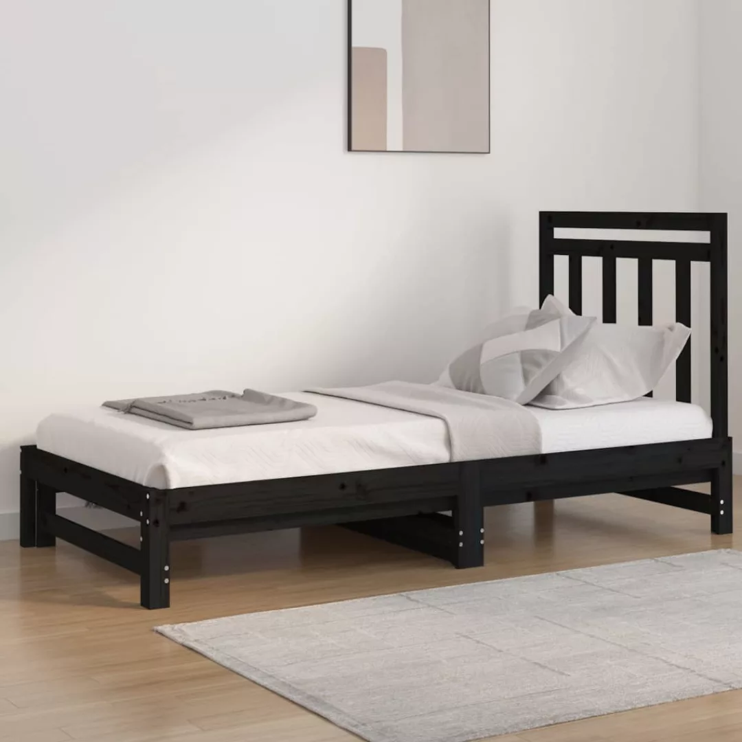 vidaXL Bettgestell Tagesbett Gästebett Ausziehbar Schwarz 2x90x190 cm Massi günstig online kaufen