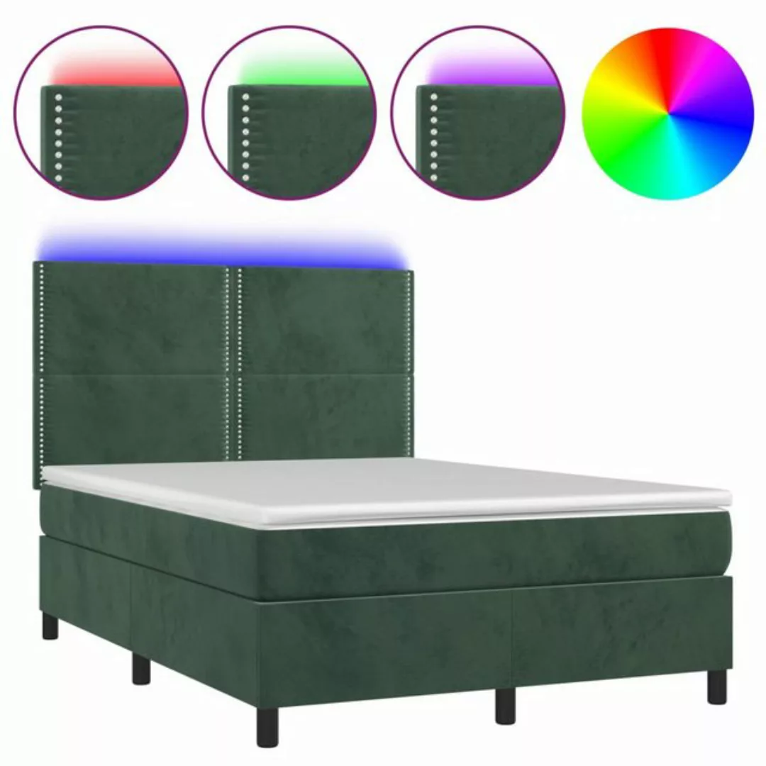 vidaXL Boxspringbett Boxspringbett mit Matratze & LED Samt (140 x 190 cm, G günstig online kaufen