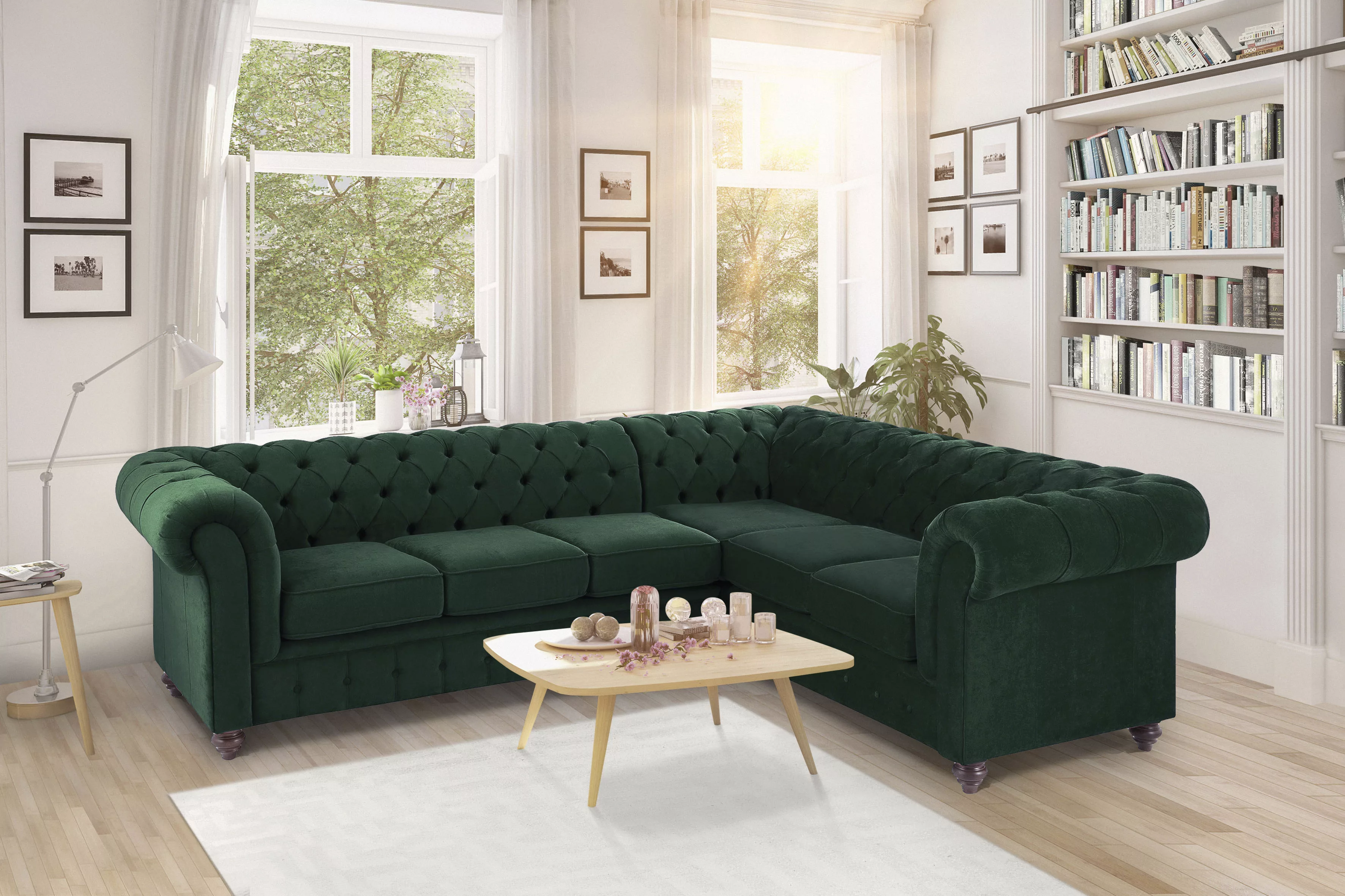 Home affaire Chesterfield-Sofa "Duc Ecksofa", hochwertige Knopfheftung im R günstig online kaufen