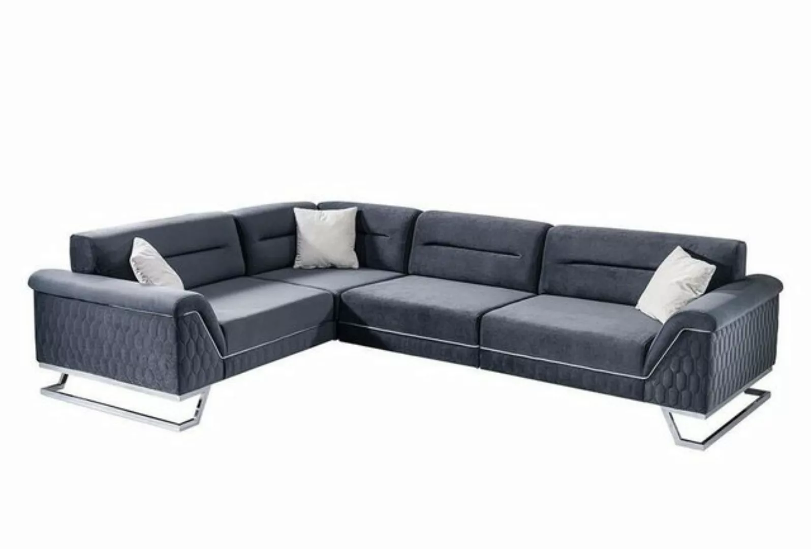 JVmoebel Ecksofa Stilvolle Graue L-Form Couch Wohnzimmer Designer Stoffsofa günstig online kaufen