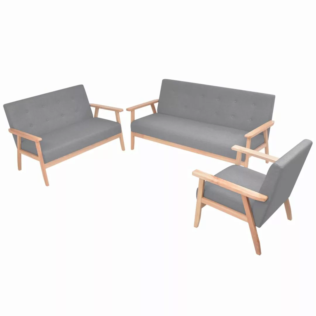 Sofa-set 3-tlg. Stoff Hellgrau günstig online kaufen