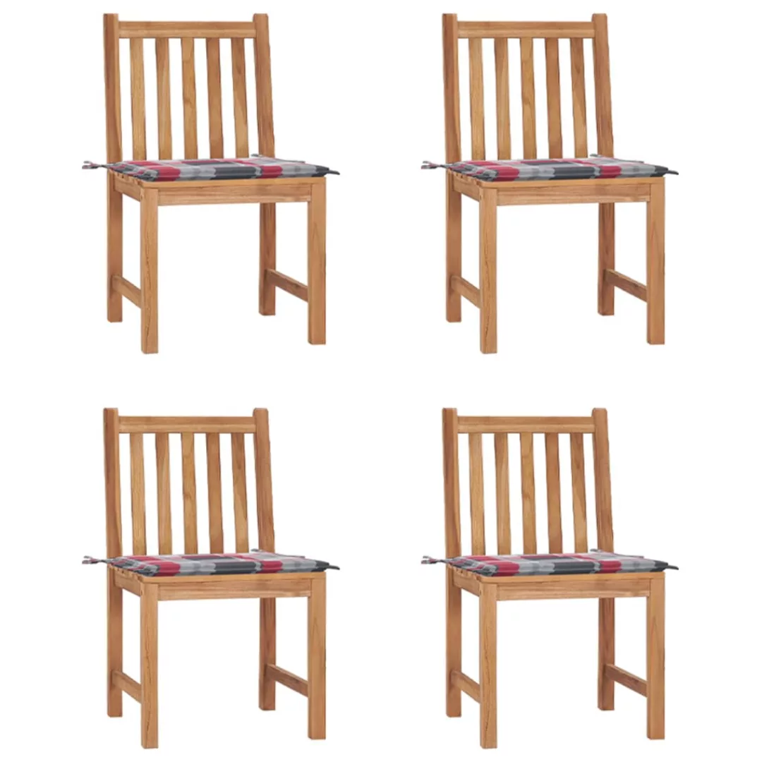 Gartenstühle 4 Stk. Mit Kissen Massivholz Teak günstig online kaufen