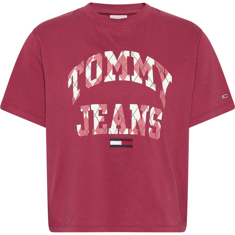 Tommy Jeans Classic College Argyle Kurzärmeliges T-shirt M Cranberry Crush günstig online kaufen