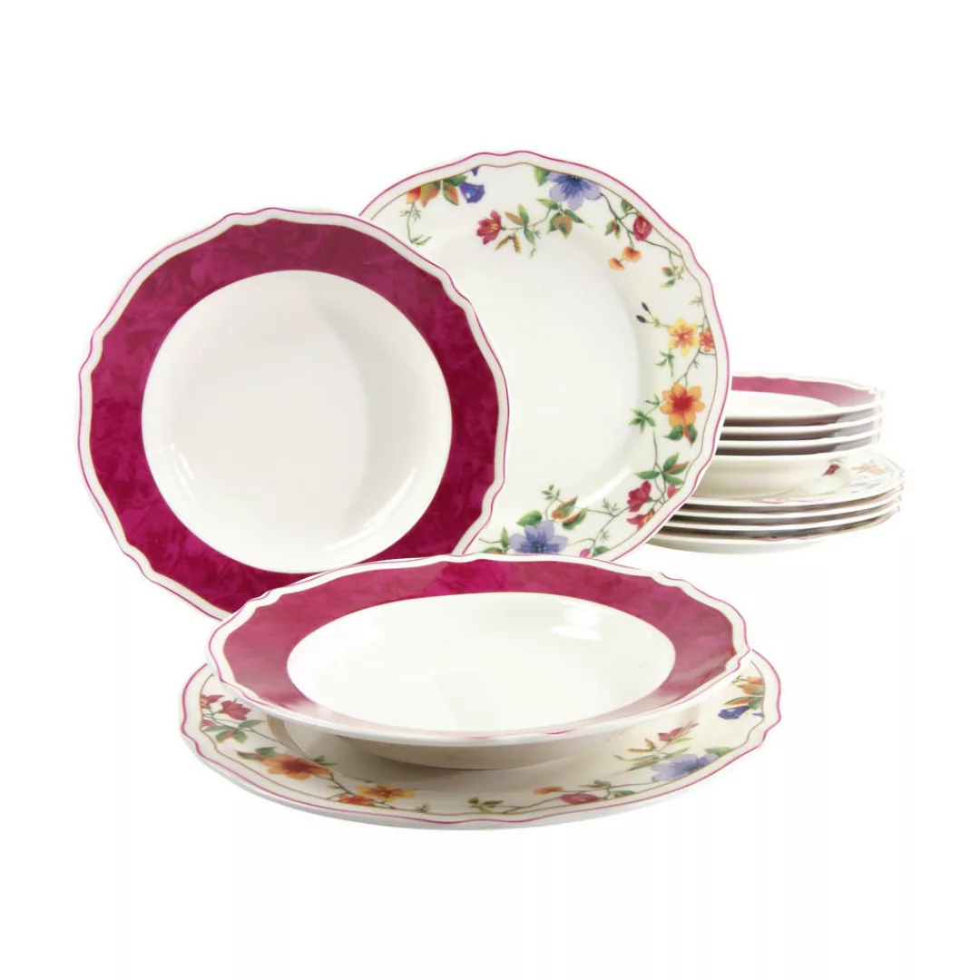 CreaTable Tafelservice Cornwall Garden multicolor Porzellan 12 tlg. günstig online kaufen