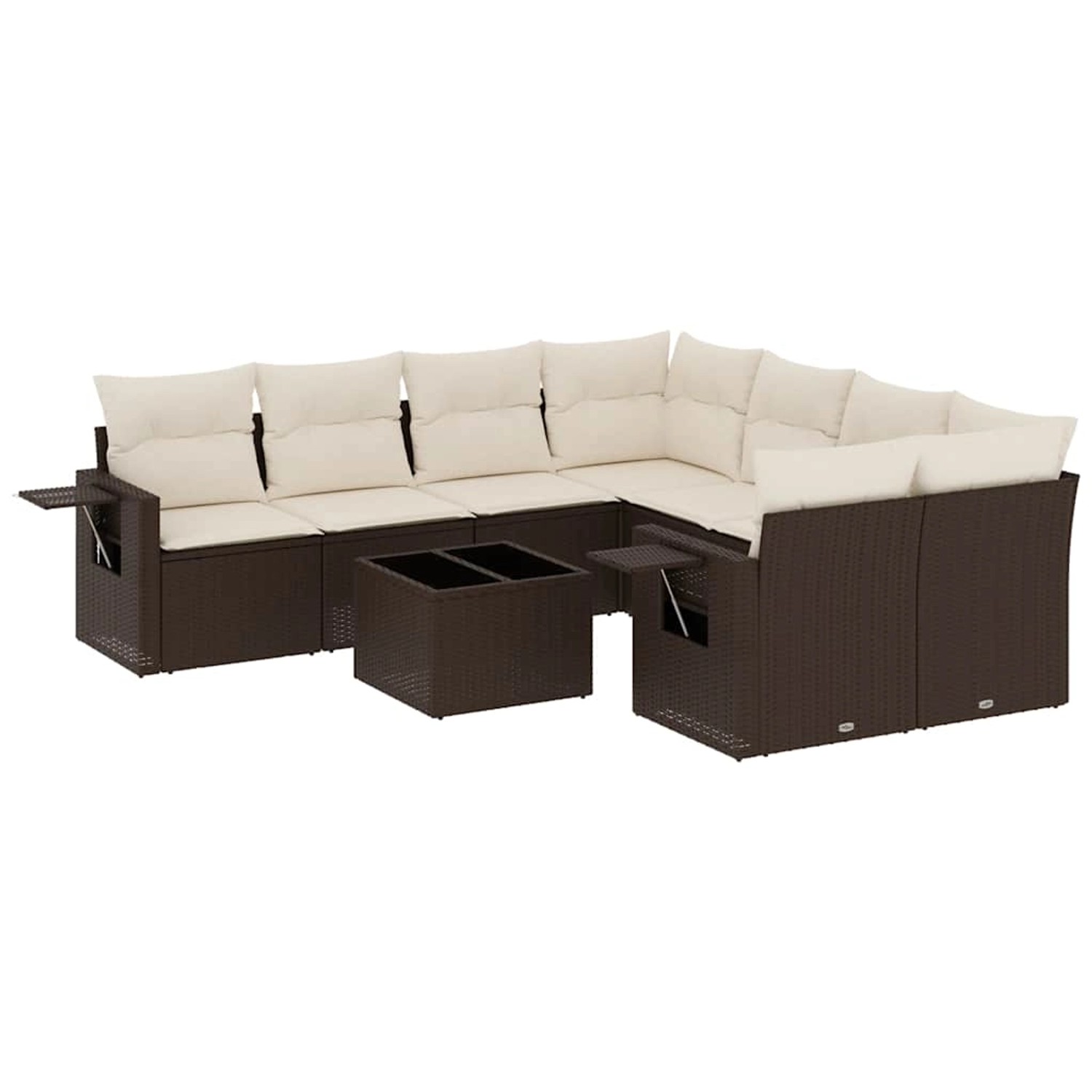 vidaXL 9-Tlg Garten-Sofagarnitur mit Kissen Braun Poly Rattan 3252300 günstig online kaufen