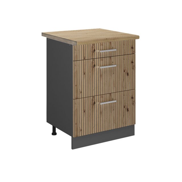 Vicco Unterschrank R-Line, Artisan-Eiche/Anthrazit, 60 cm mit Schubladen, A günstig online kaufen