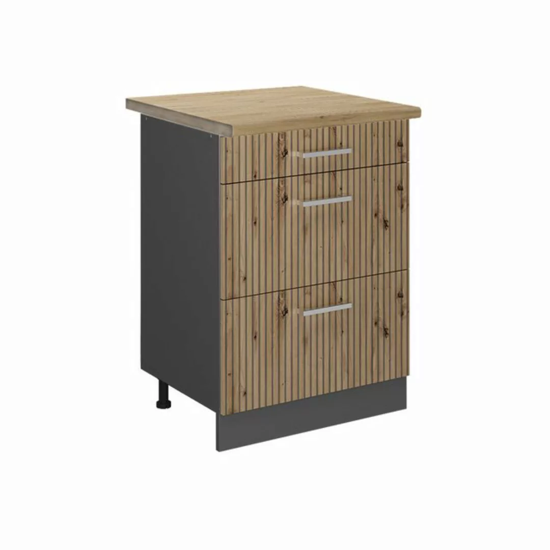 Vicco Unterschrank R-Line, Artisan-Eiche/Anthrazit, 60 cm mit Schubladen, A günstig online kaufen