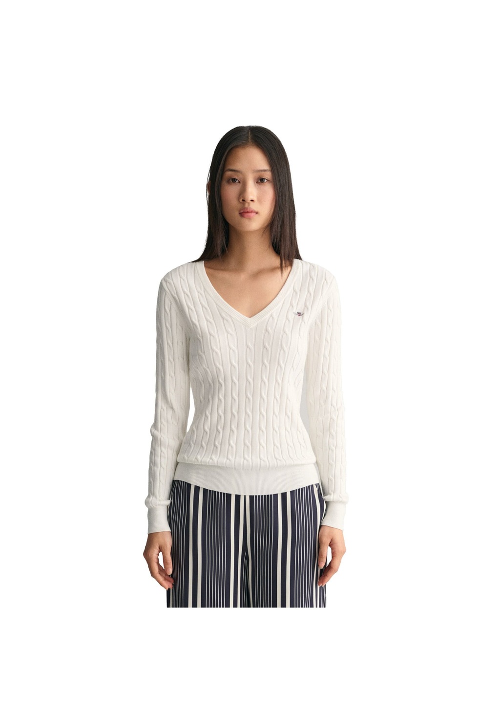 Gant Sweater "Strickpullover STRETCH COTTON CABLE V-NECK" günstig online kaufen