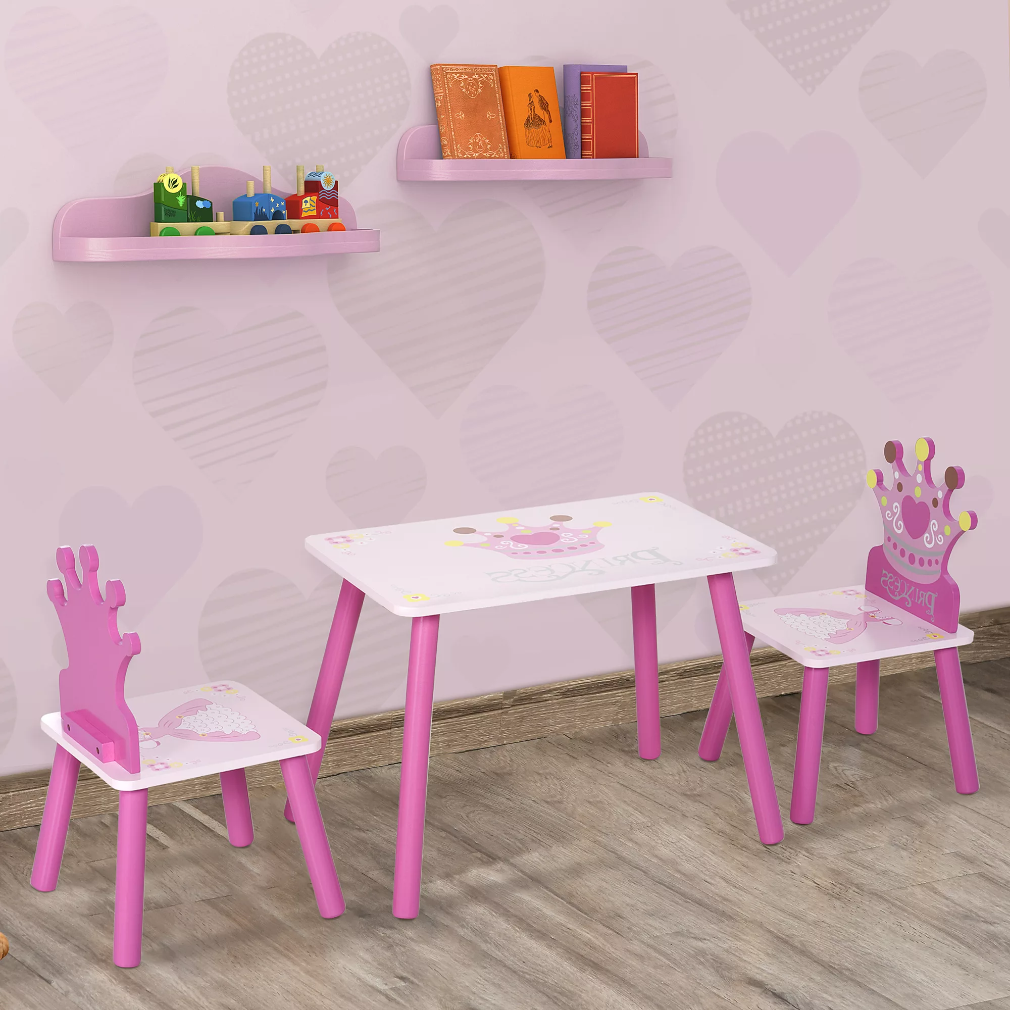 HOMCOM 3-tlg. Kindersitzgruppe mit 1 Kindertisch und 2 Stühlen für Kinder, günstig online kaufen