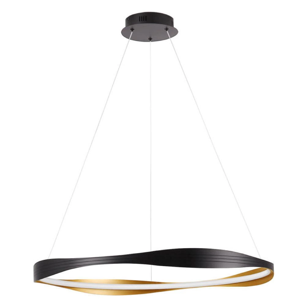 LED Pendelleuchte Dobi in Schwarz und Gold 40W 1472lm günstig online kaufen