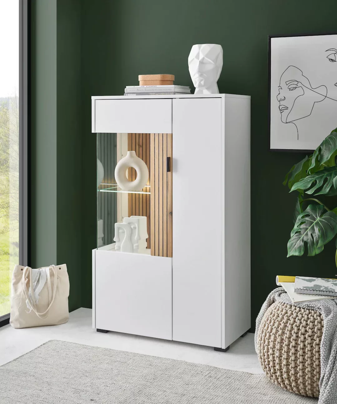 INOSIGN Vitrine "Hudson, Stauraumvitrine", in moderner Trendfarbe, Griffe a günstig online kaufen