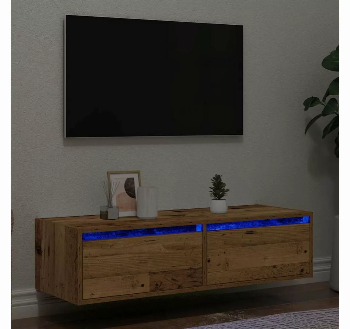 vidaXL Schrankmodule TV-Schrank mit LED-Leuchten Altholz-Optik 100x35,5x25 günstig online kaufen