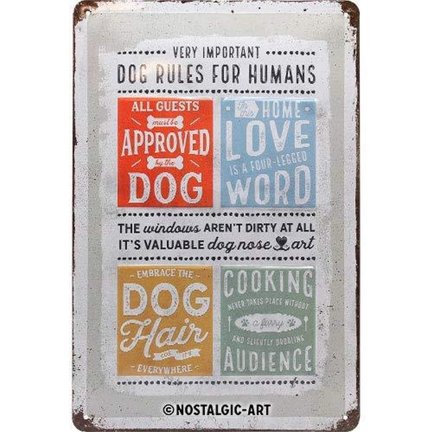 Nostalgic-Art Blechschild 20 x 30cm - PfotenSchild - Dog Rules günstig online kaufen