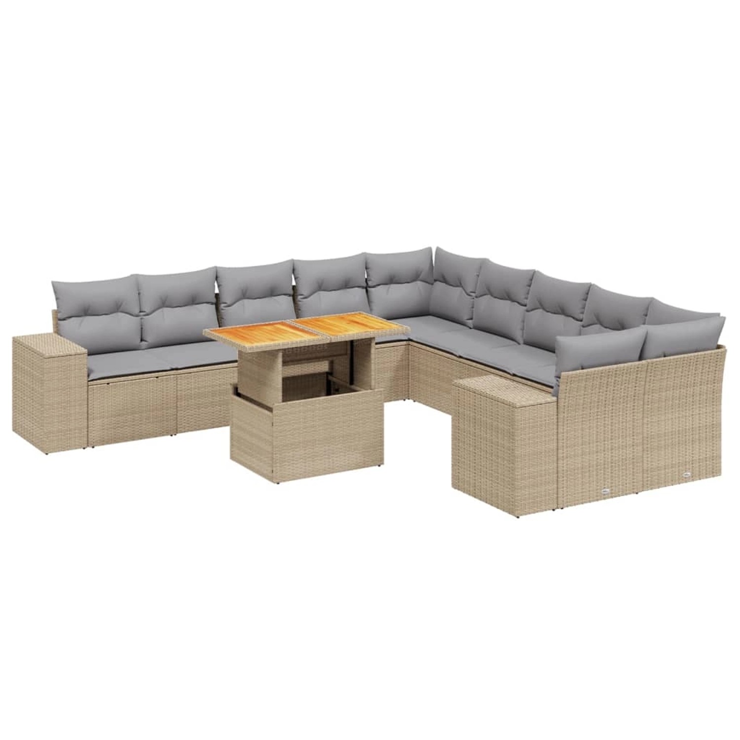 vidaXL 11-Tlg Garten-Sofagarnitur mit Kissen Beige Poly Rattan 3272830 günstig online kaufen