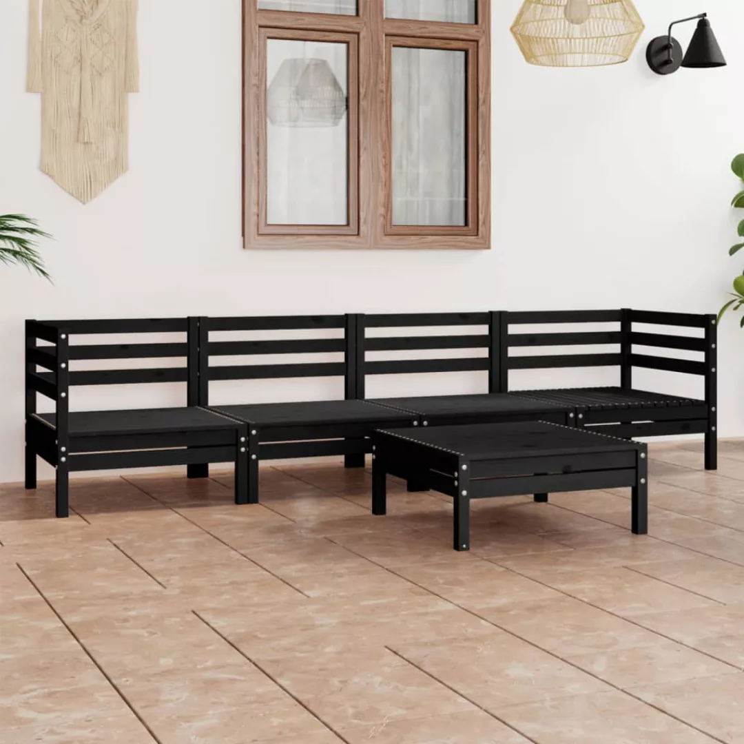 5-tlg. Garten-lounge-set Schwarz Massivholz Kiefer günstig online kaufen