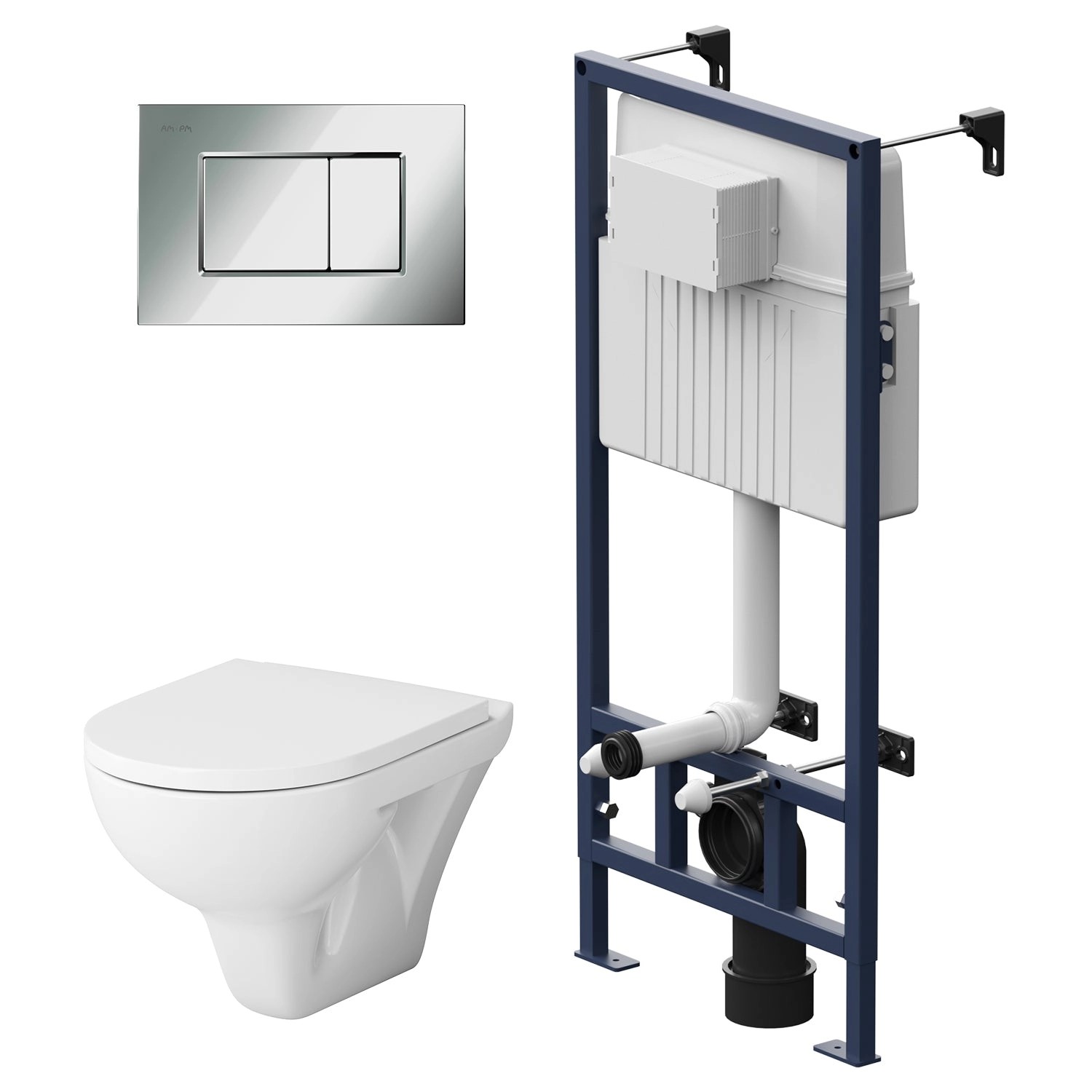 AM.PM WC Set: Wand-WC + Vorwandelement + Drückerplatte, Toilette mit Spülka günstig online kaufen