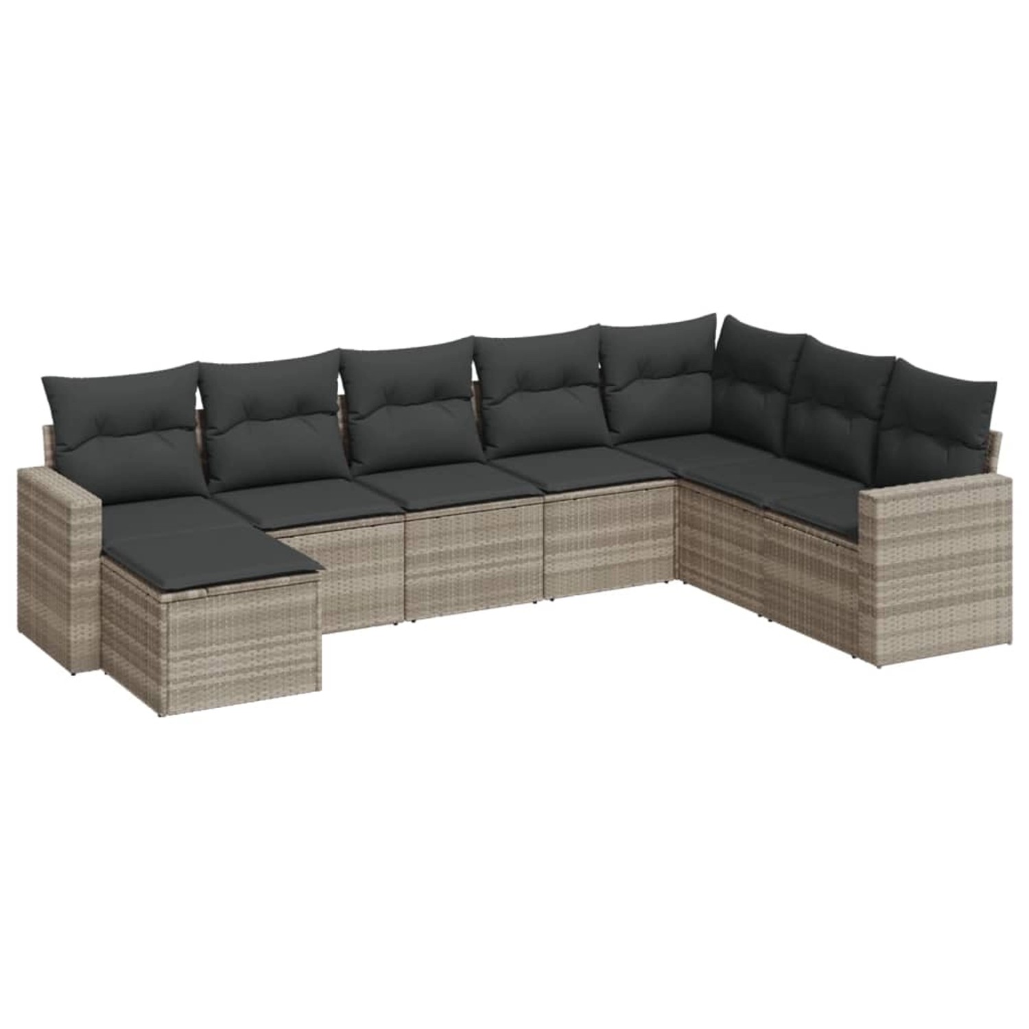 vidaXL 8-Tlg Garten-Sofagarnitur mit Kissen Hellgrau Poly Rattan 3219352 günstig online kaufen