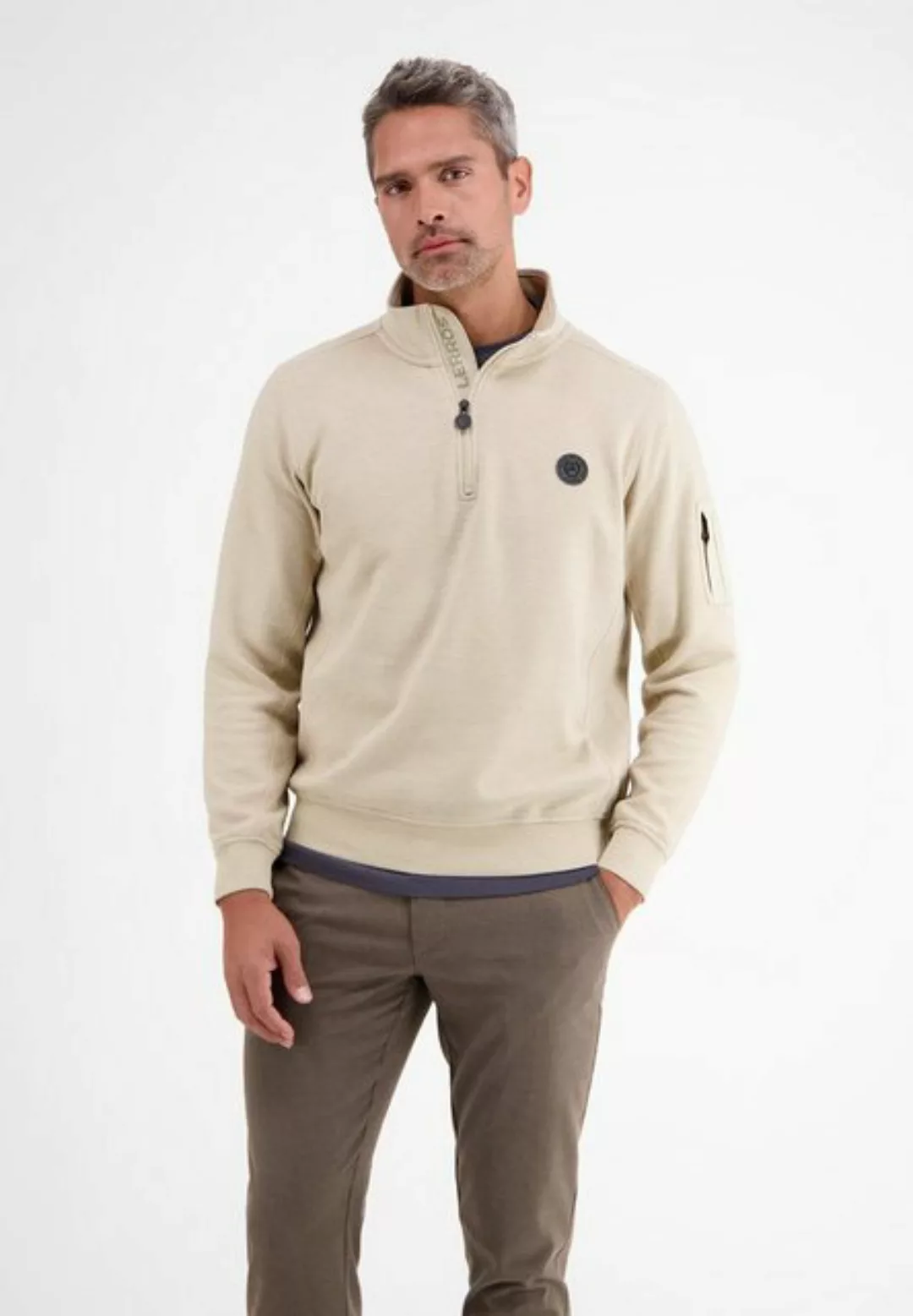 LERROS Sweatshirt "LERROS Troyer in Rippstruktur" günstig online kaufen