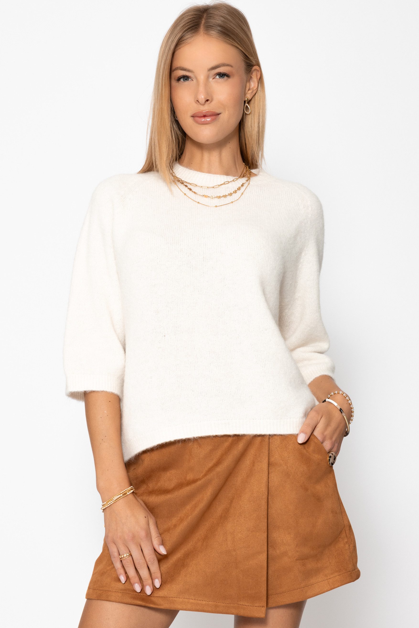 SASSYCLASSY Kurzarmshirt Rollkragenshirt Damen Elegant mit günstig online kaufen