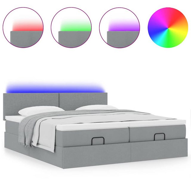 vidaXL Bett Ottoman-Bett mit Matratzen & LEDs Hellgrau 160x200 cm Stoff günstig online kaufen