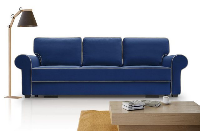 Beautysofa 3-Sitzer BELLO, in Retro-Stil, Bettkasten, Wellenfedern, für Woh günstig online kaufen