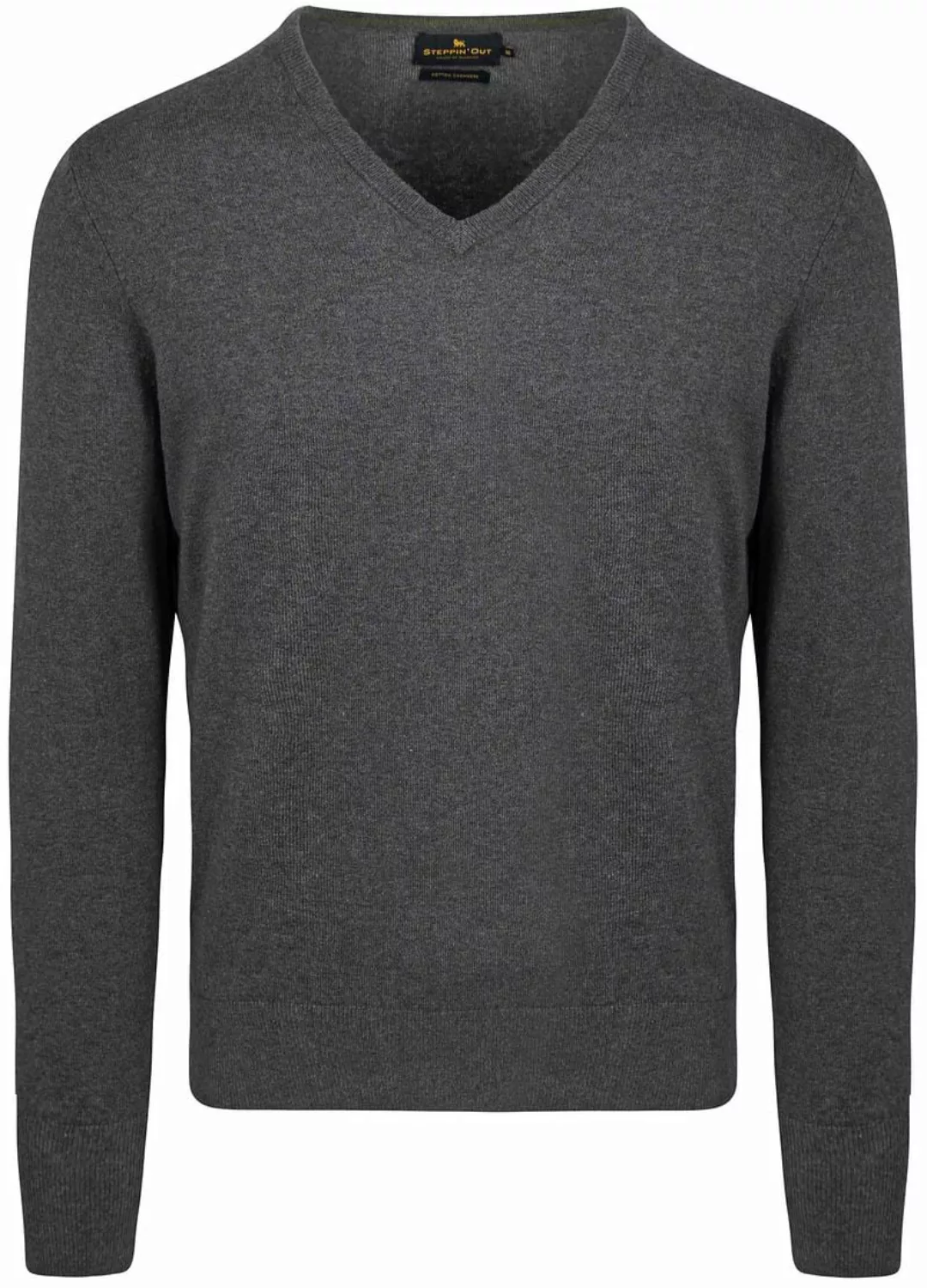 Steppin' Out Pullover Cashmere V-Ausschnitt Anthrazit Melange - Größe L günstig online kaufen