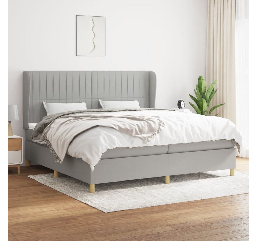 vidaXL Boxspringbett Boxspringbett mit Matratze Hellgrau 200x200 cm Stoff B günstig online kaufen