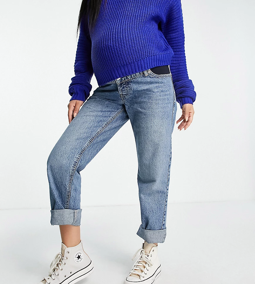 ASOS DESIGN Maternity – Jeans aus Bio-Baumwollmix mit niedrigem Bund, gerad günstig online kaufen