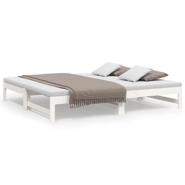 furnicato Bett Tagesbett Ausziehbar Weiß 2x(75x190) cm Massivholz Kiefer günstig online kaufen