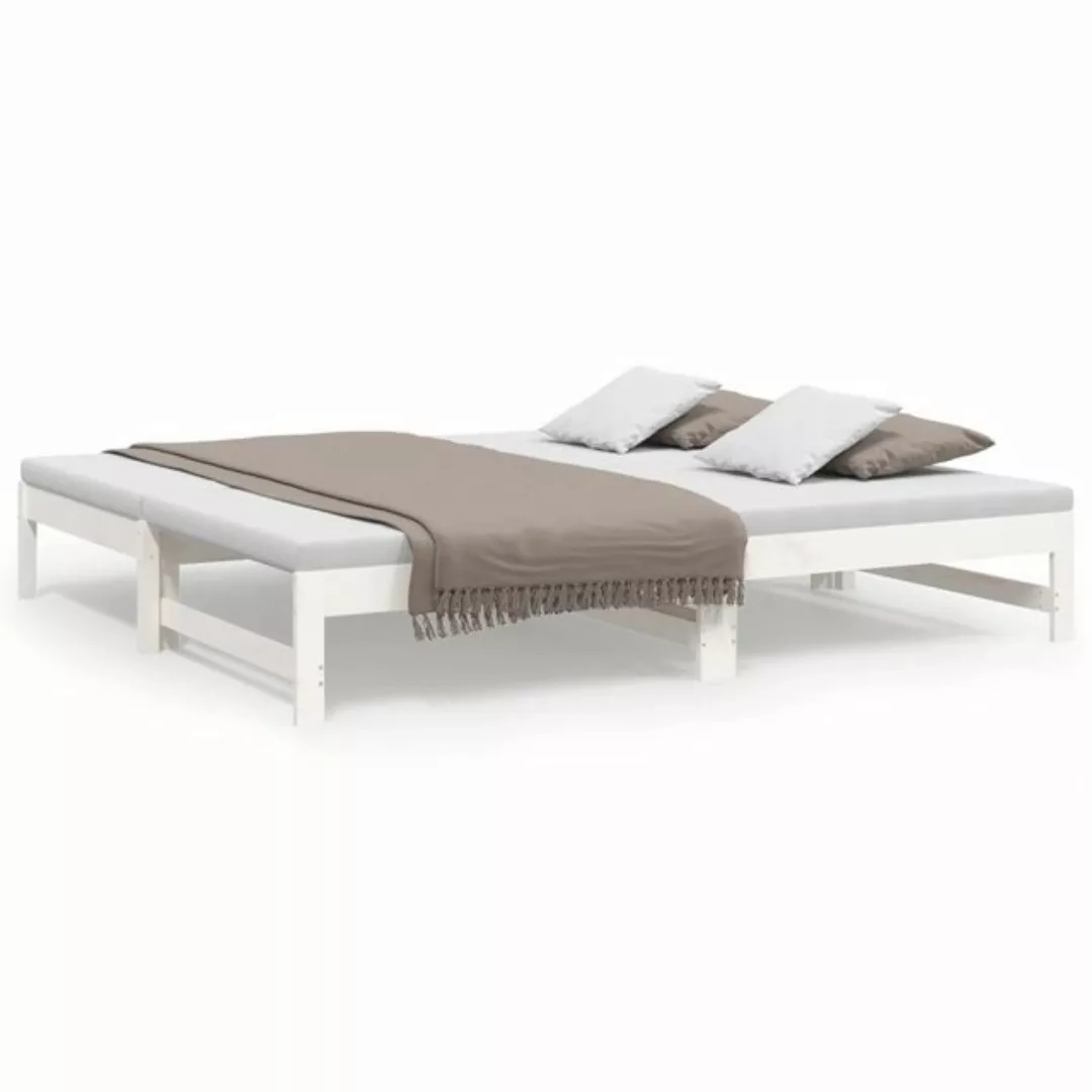 furnicato Bett Tagesbett Ausziehbar Weiß 2x(75x190) cm Massivholz Kiefer (1 günstig online kaufen