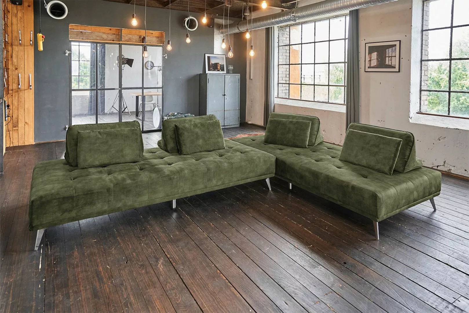 KAWOLA Ecksofa WIOLO, Couch Stoff oder Velvet, mit oder ohne Hocker, versch günstig online kaufen