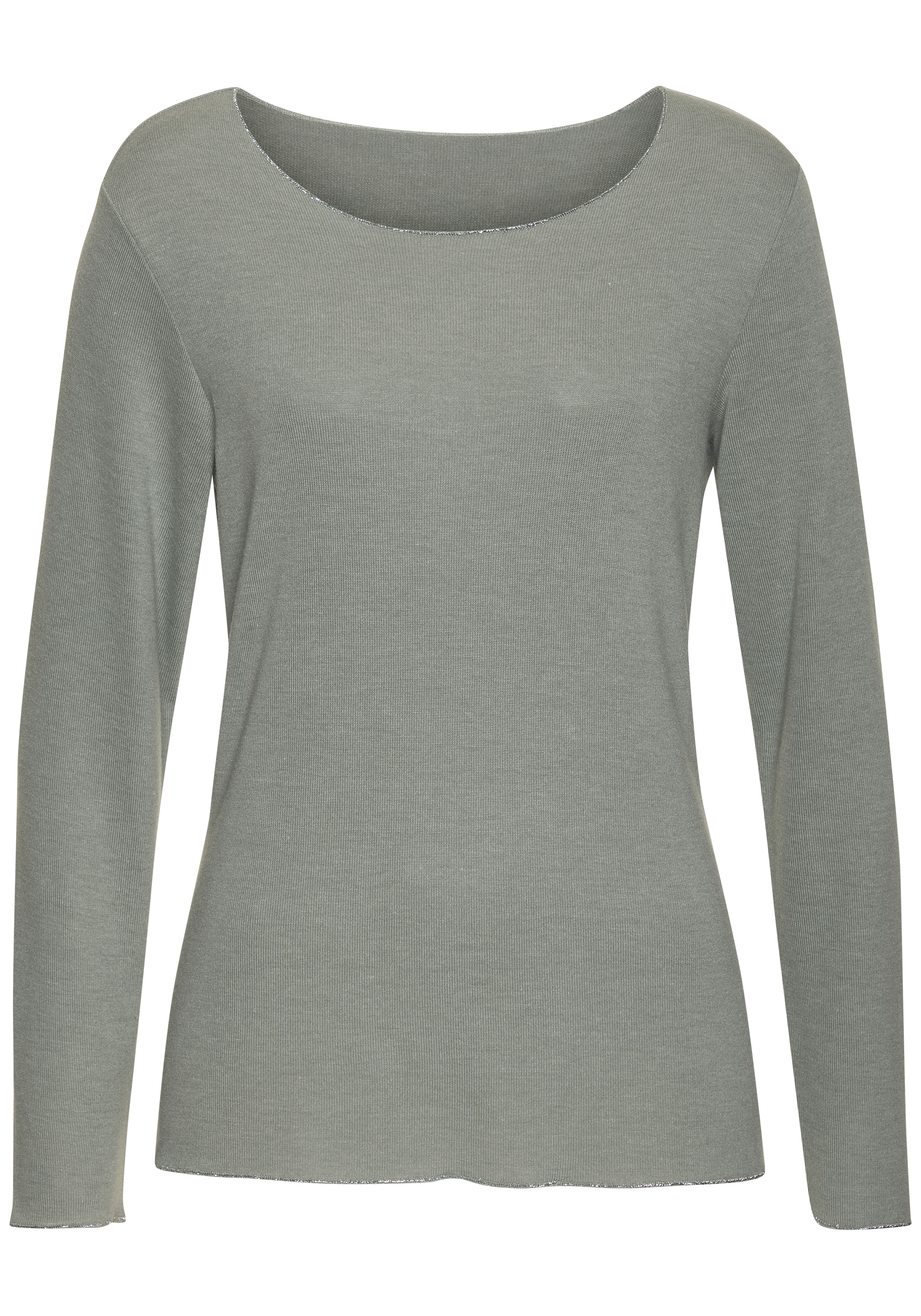 LASCANA Langarmshirt "mit feiner Glitzereinfassung", aus weichem Viskose-Fe günstig online kaufen