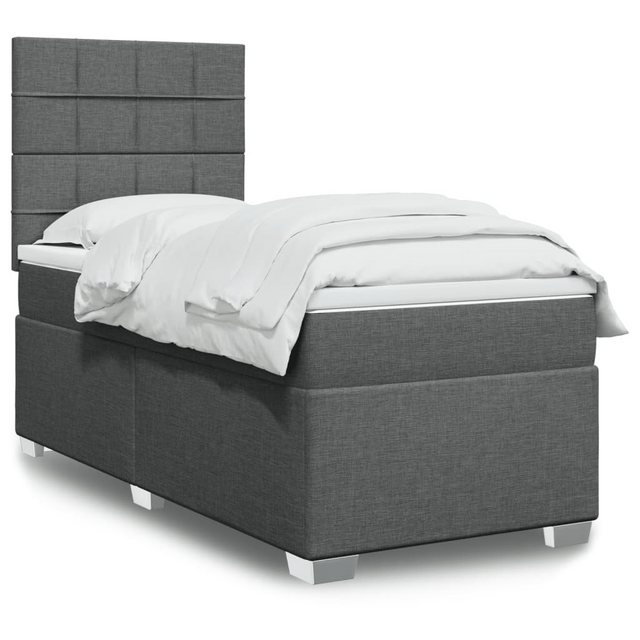 vidaXL Boxspringbett, Boxspringbett mit Matratze Dunkelgrau 90x190 cm Stoff günstig online kaufen