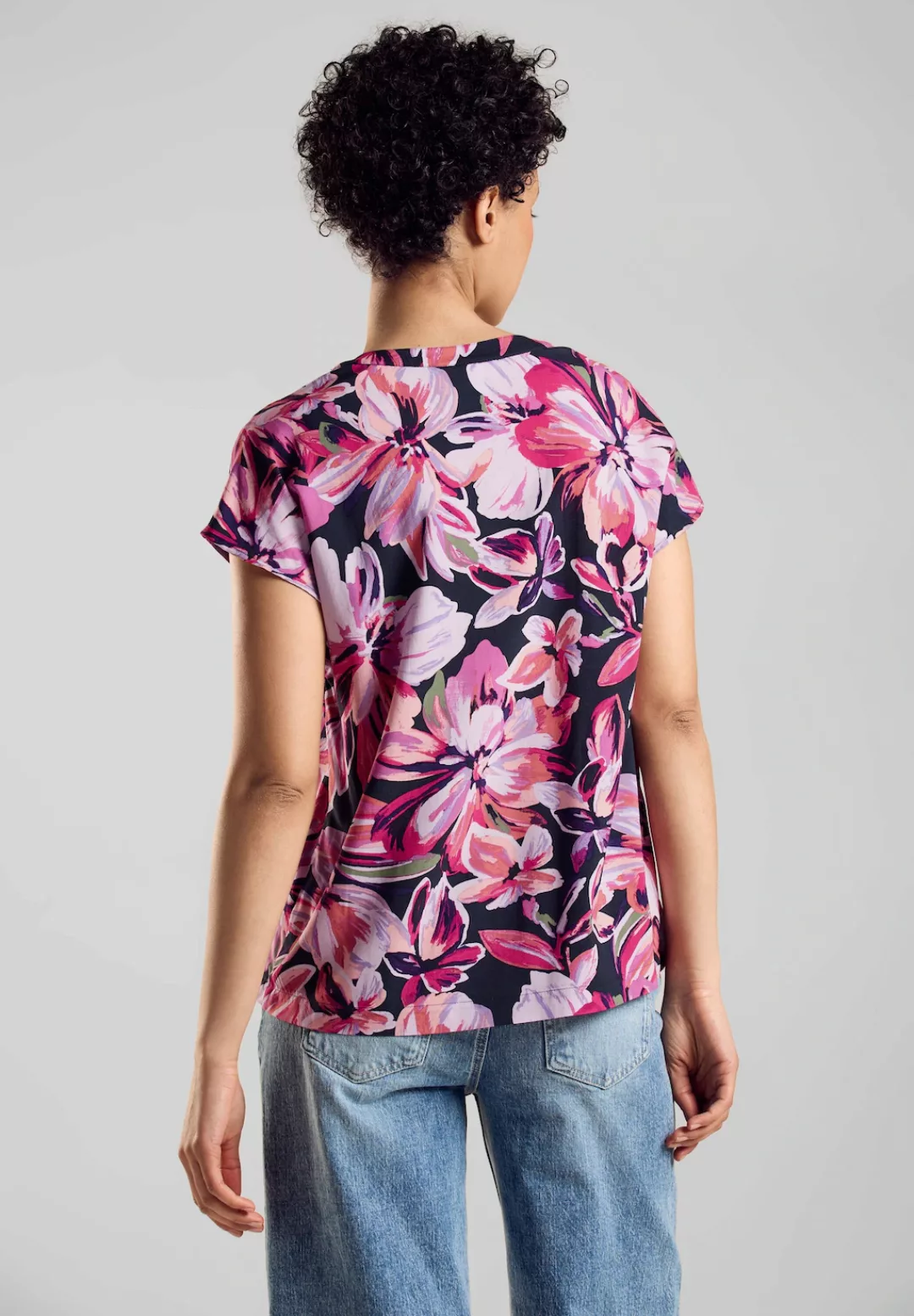 STREET ONE Kurzarmbluse - Sommerbluse - Floral Print - luftiges Blusentop Ä günstig online kaufen