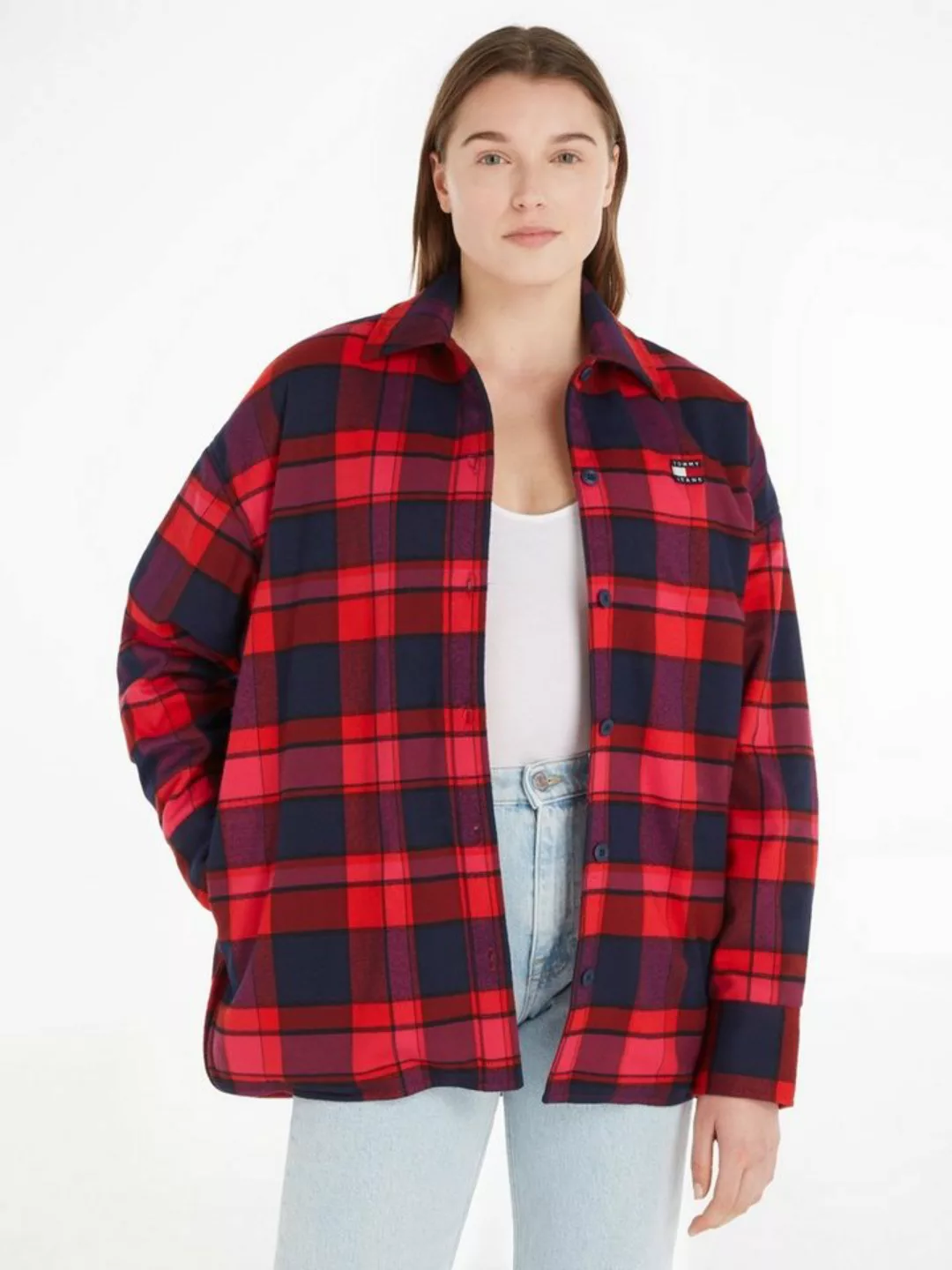 Tommy Jeans Hemdbluse TJW SPR OVS CHECK OVERSHIRT mit Tommy Jeans Label günstig online kaufen