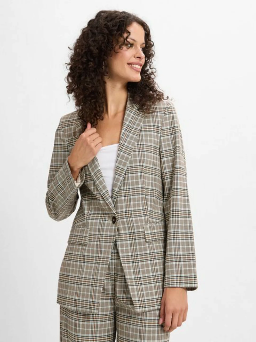 Comma Blusenblazer Karierte Blazer aus Bouclé-Jersey günstig online kaufen