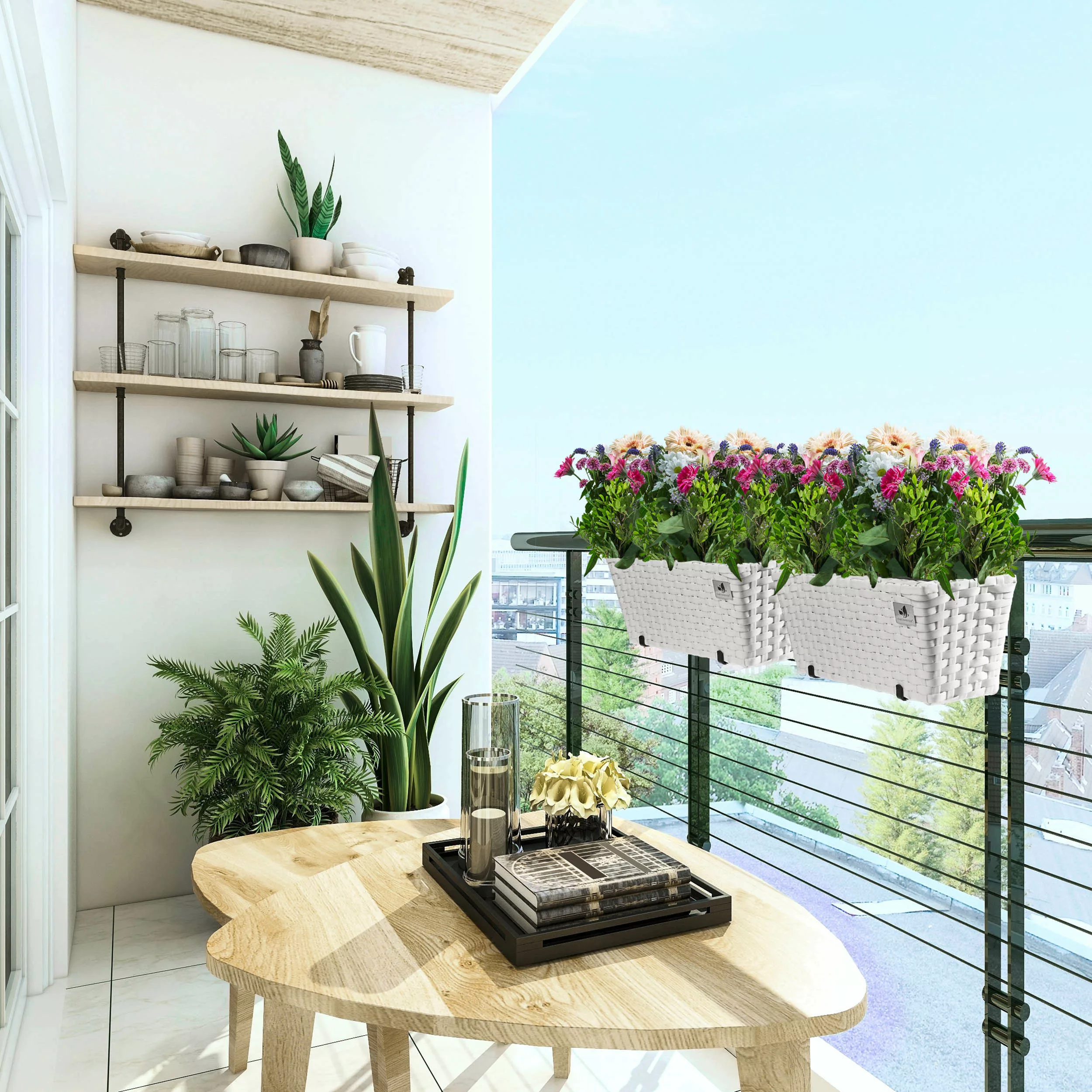 Gartenfreude Balkonkasten, (Set, 2 St.), 47 x 17 x 15 cm, inkl. Aufhängung, günstig online kaufen