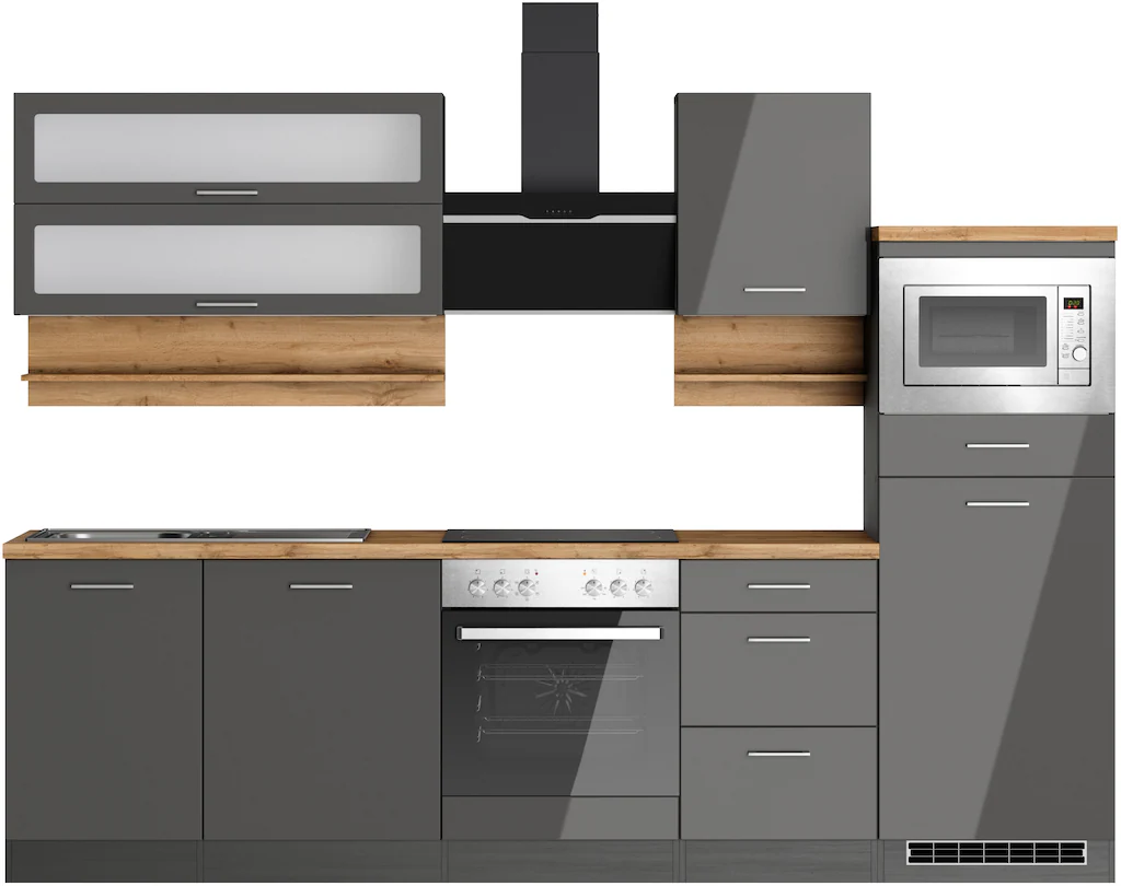 KOCHSTATION Küchenzeile "KS-Milan", 280 cm breit, robuste Metallauszüge, vi günstig online kaufen