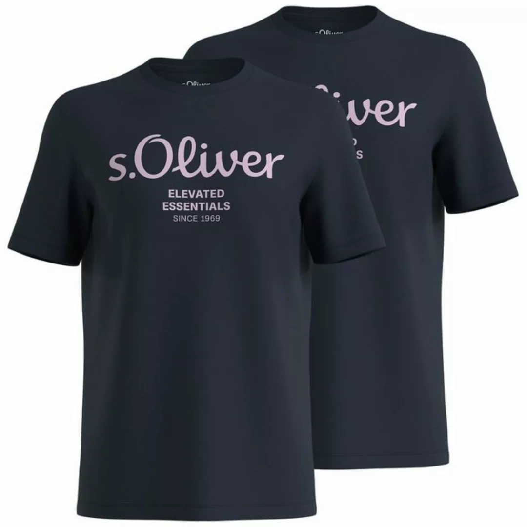 s.Oliver T-Shirt mit Metallic-Logo-Aufdruck im 2er Pack günstig online kaufen