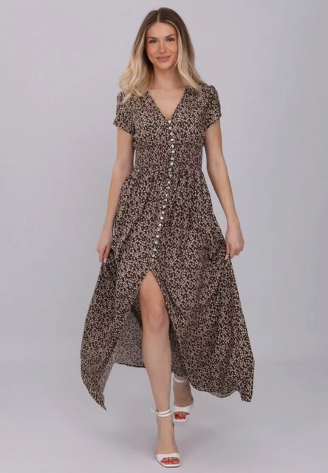 YC Fashion & Style Sommerkleid "Blumiges Viskose Maxikleid mit Seitenschlit günstig online kaufen