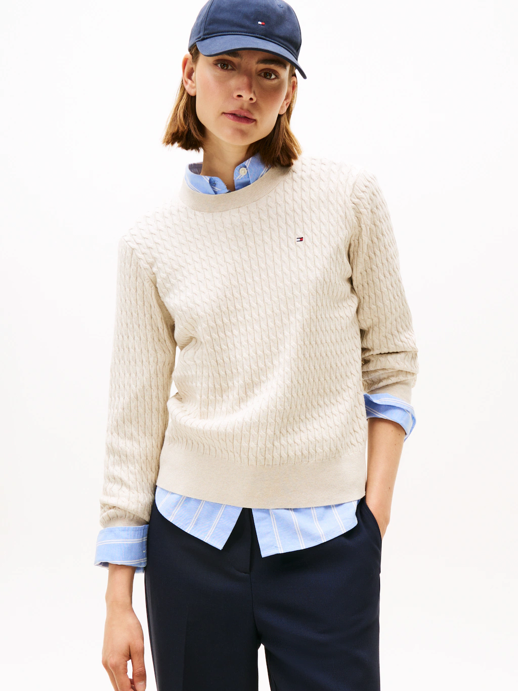 Tommy Hilfiger Rundhalspullover "CO CABLE C-NK LS SWEATER", mit Zopfmuster günstig online kaufen