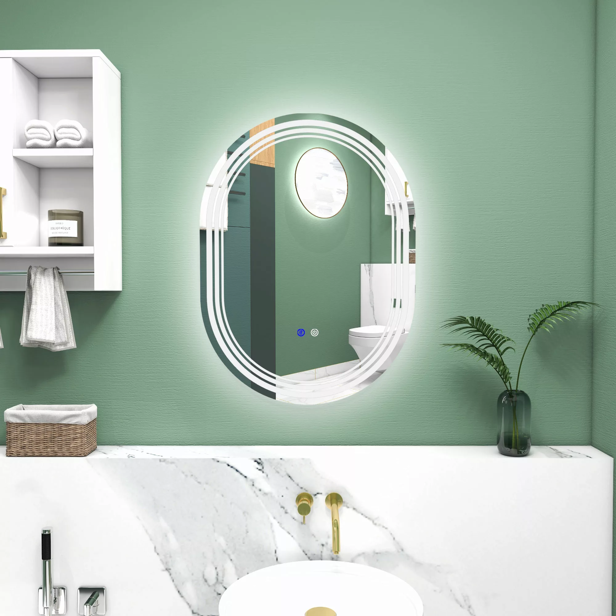 kleankin LED Badspiegel mit Beleuchtung 70x50cm  Touch-Schalter, 3 Lichtfar günstig online kaufen