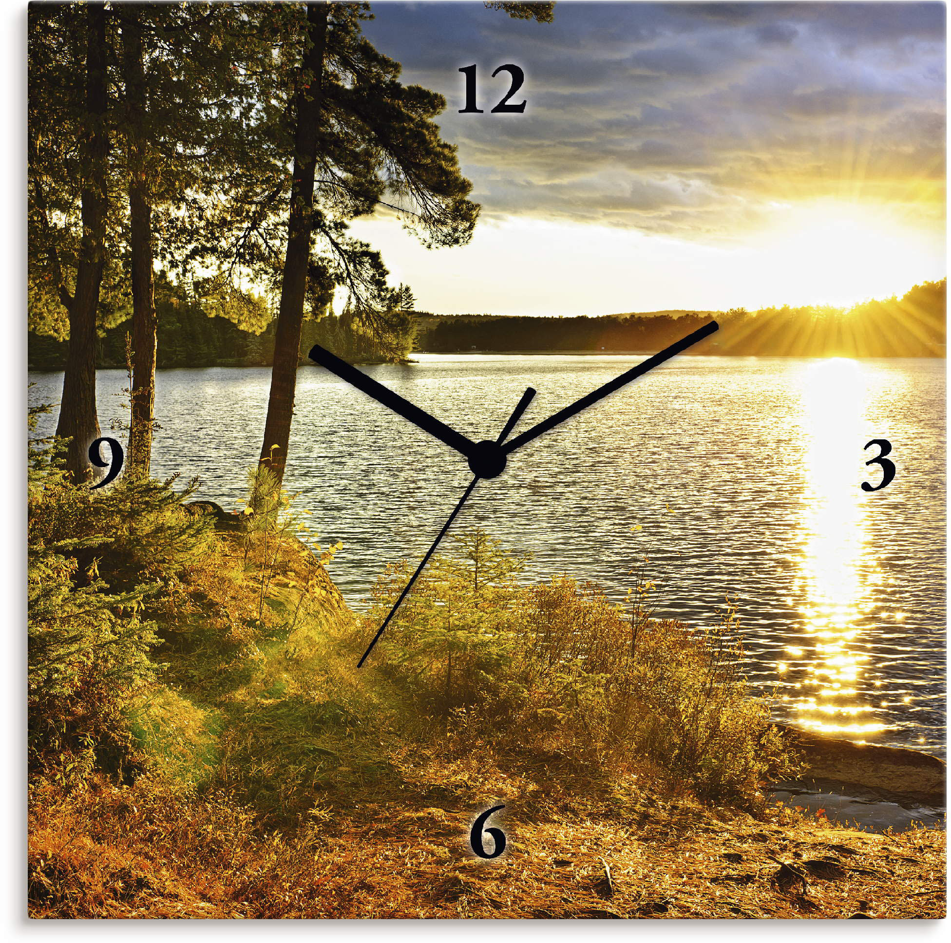 Artland Wanduhr "Sonnenuntergang über See Algonquin Park", wahlweise mit Qu günstig online kaufen