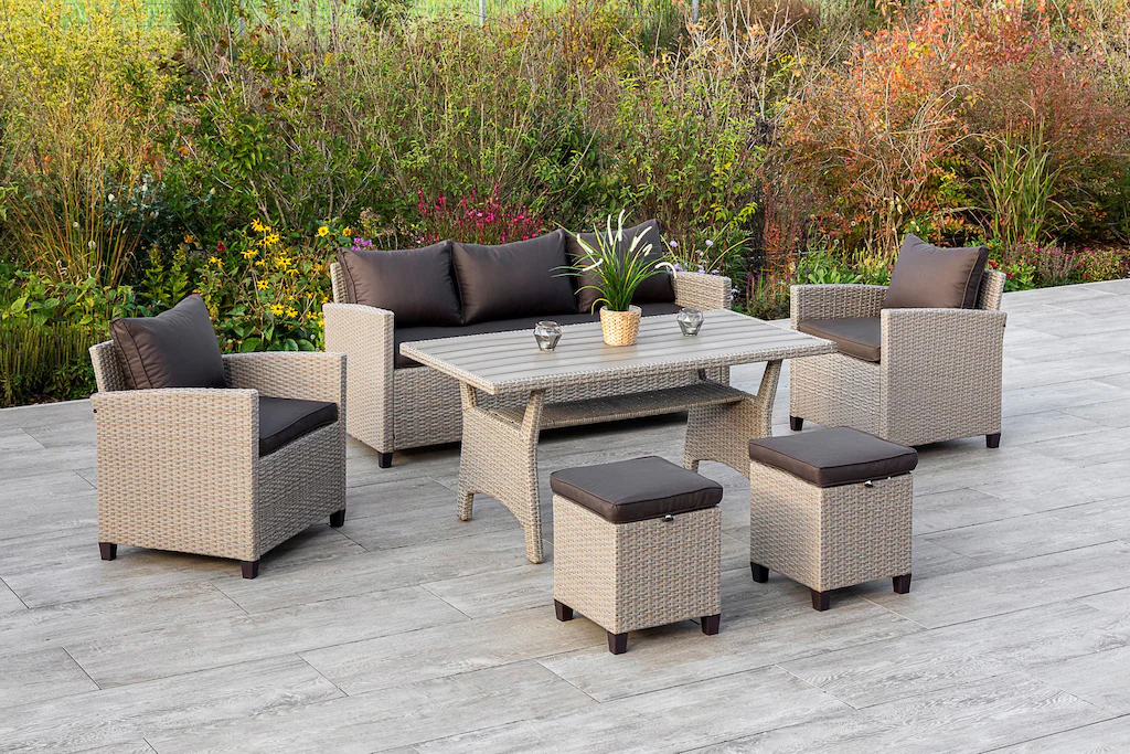 MERXX Garten-Essgruppe "Striano", (16 tlg.), inklusive Kissen, Dining-Set günstig online kaufen