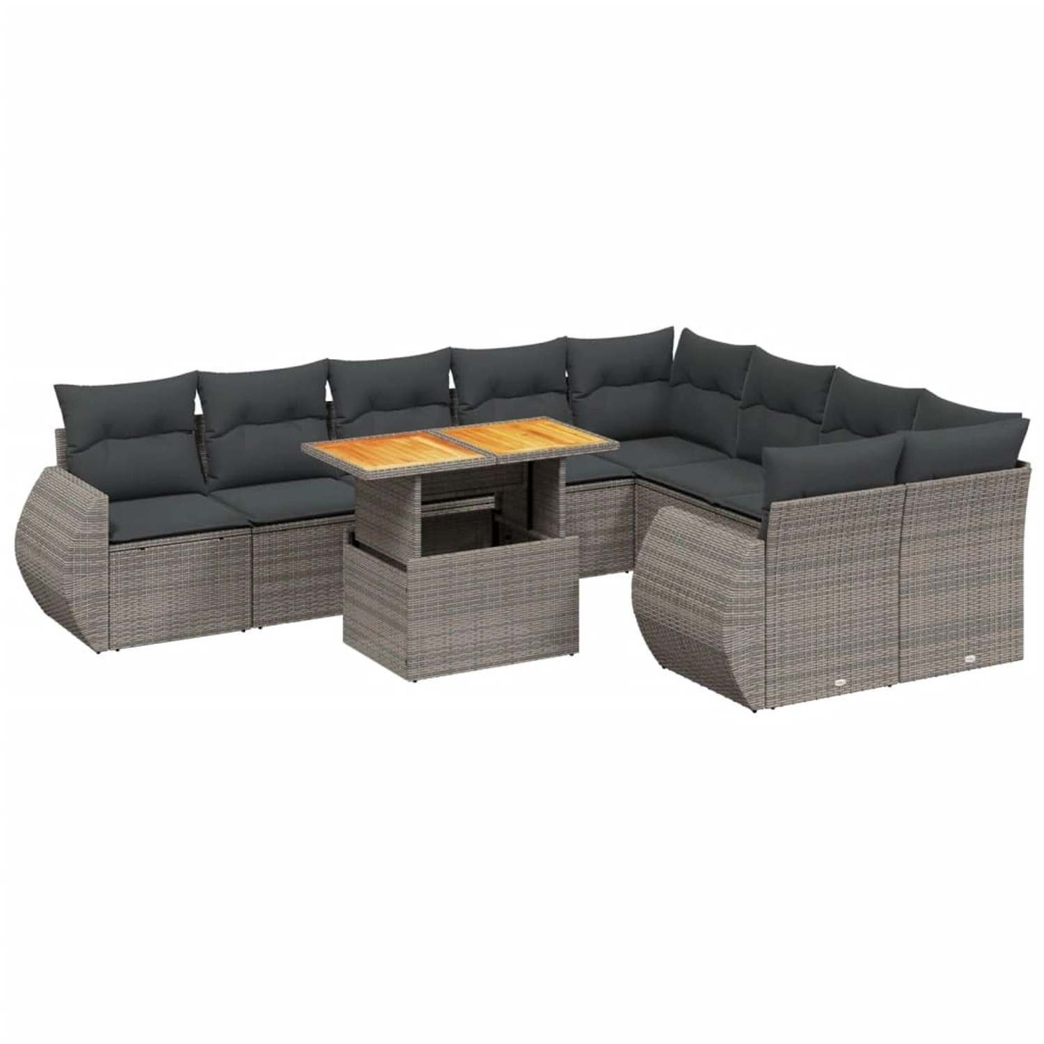 vidaXL 10-Tlg Garten-Sofagarnitur mit Kissen Grau Poly Rattan 3272355 günstig online kaufen