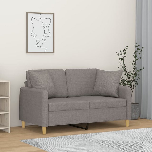 vidaXL Sofa 2-Sitzer-Sofa mit Zierkissen Hellgrau 120 cm Stoff günstig online kaufen