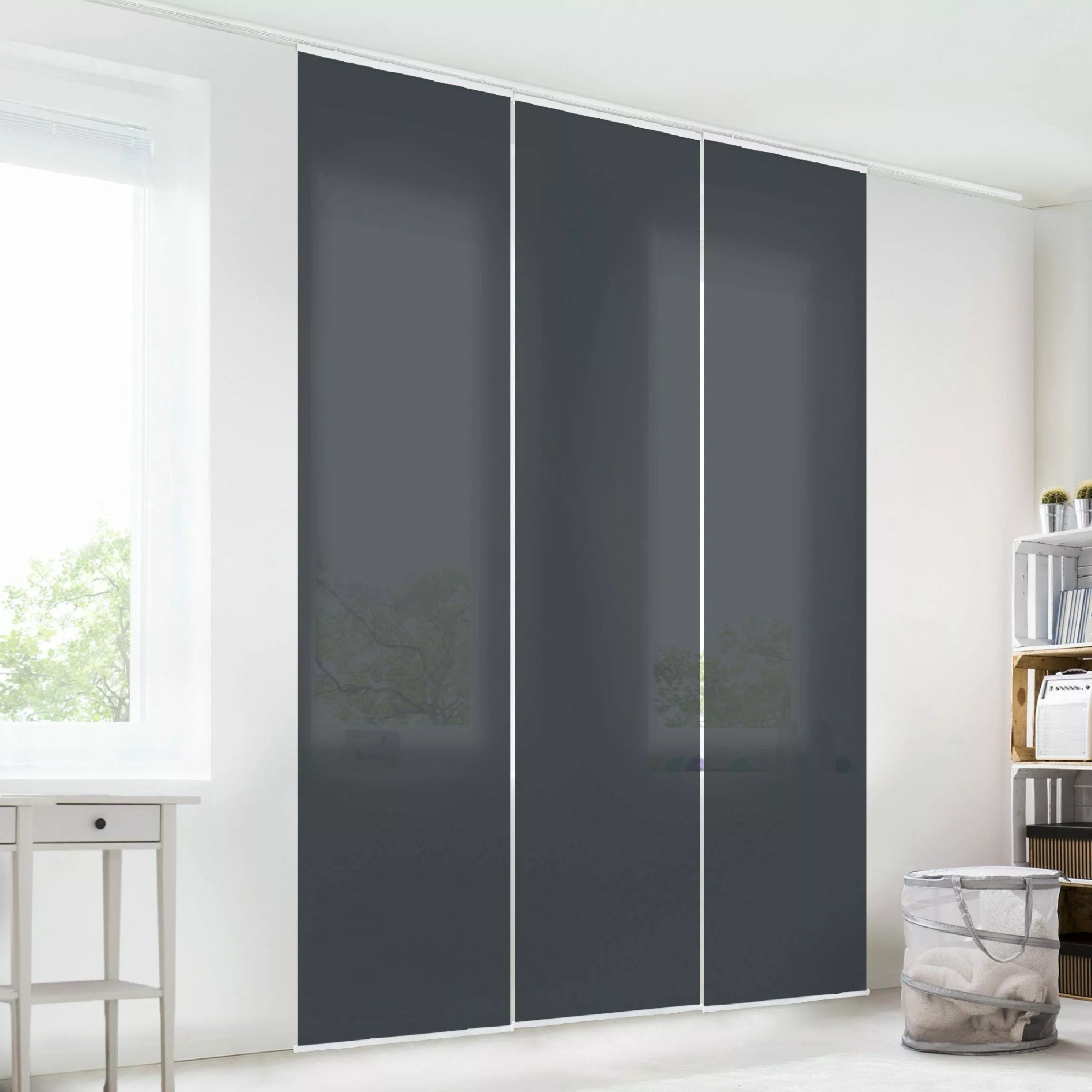 Bilderdepot24 Schiebegardine modern Flächenvorhang blickdicht Mondgrau, günstig online kaufen