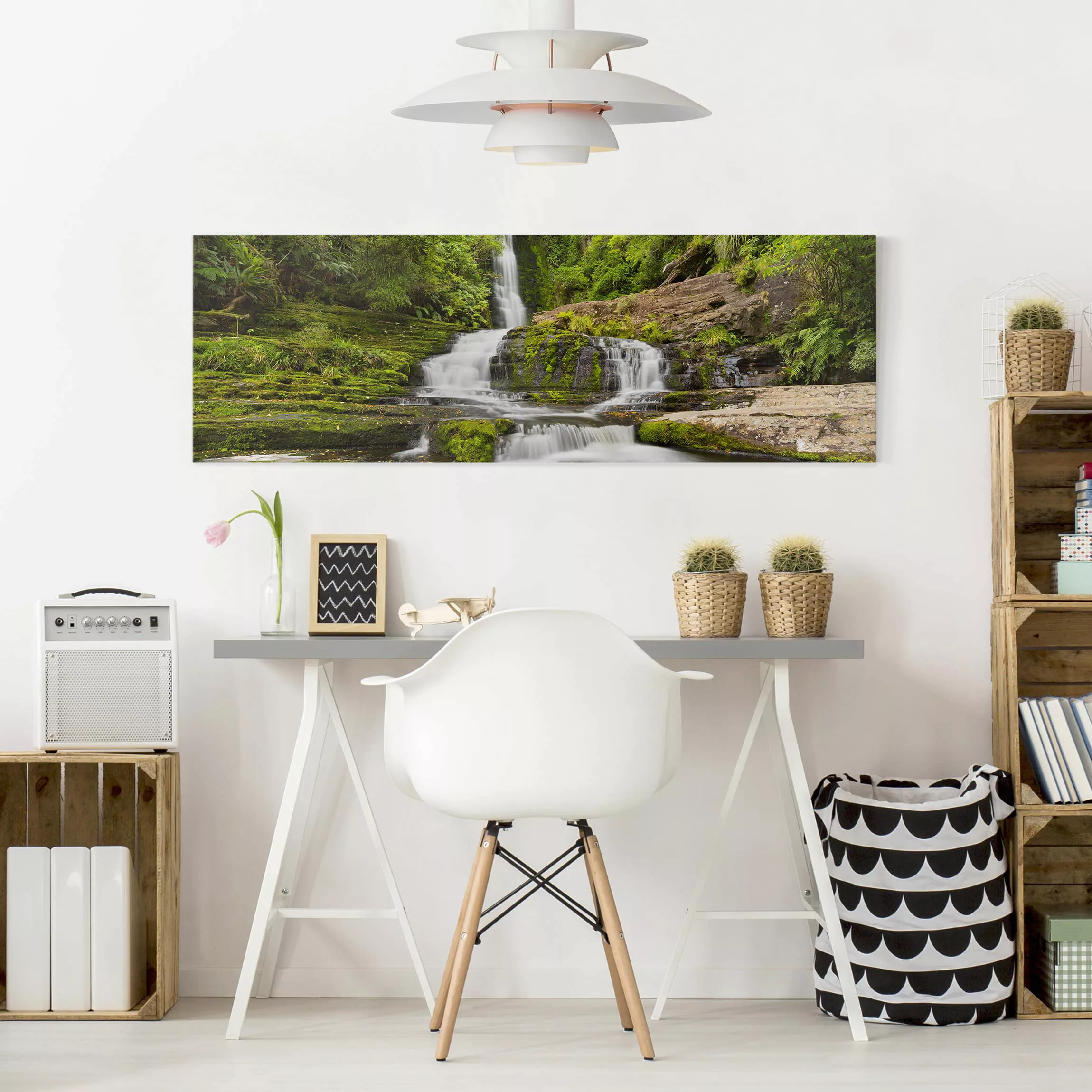 Leinwandbild Natur & Landschaft - Panorama Upper McLean Falls in Neuseeland günstig online kaufen