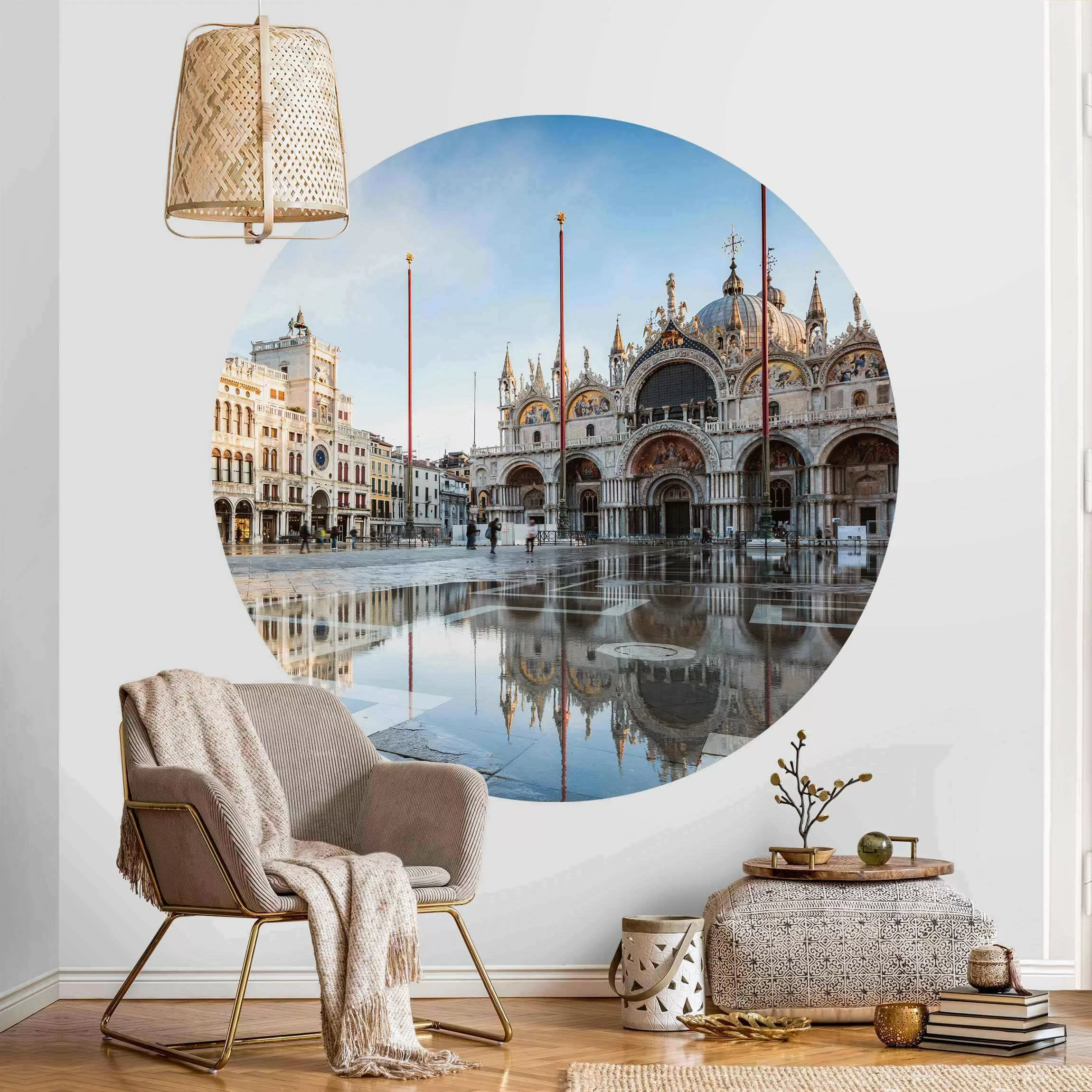 Runde Fototapete Markusplatz in Venedig günstig online kaufen